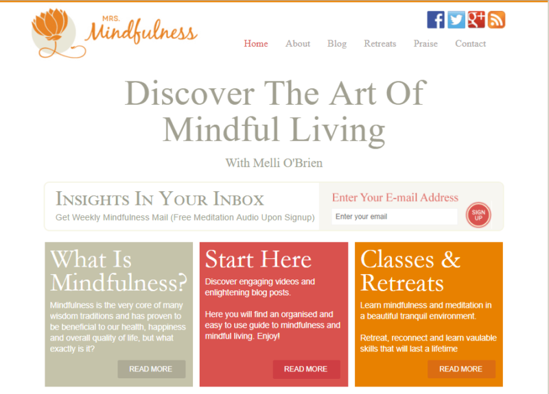 Mrs. Mindfullness website landing page