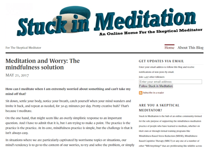 Stuck in Meditation website landing page