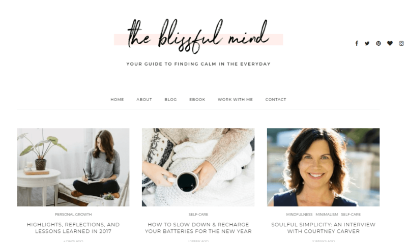 The Blissful Mind website landing page