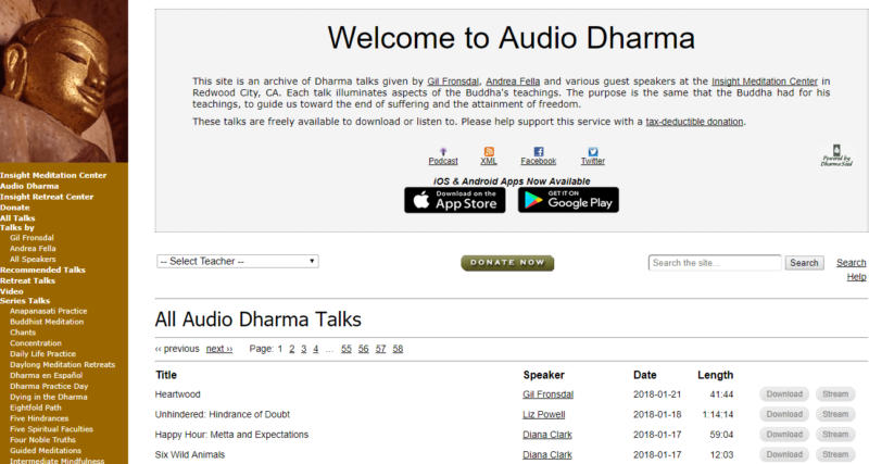 Audio Dharma's yoga meditation website