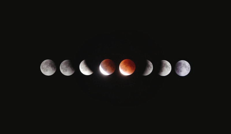 Composite image of different moon phases