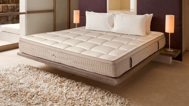 Dreamcloud mattress on floating frame