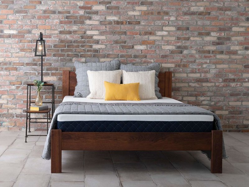 Brooklyn Bedding Bowery mattress on wooden bed frame