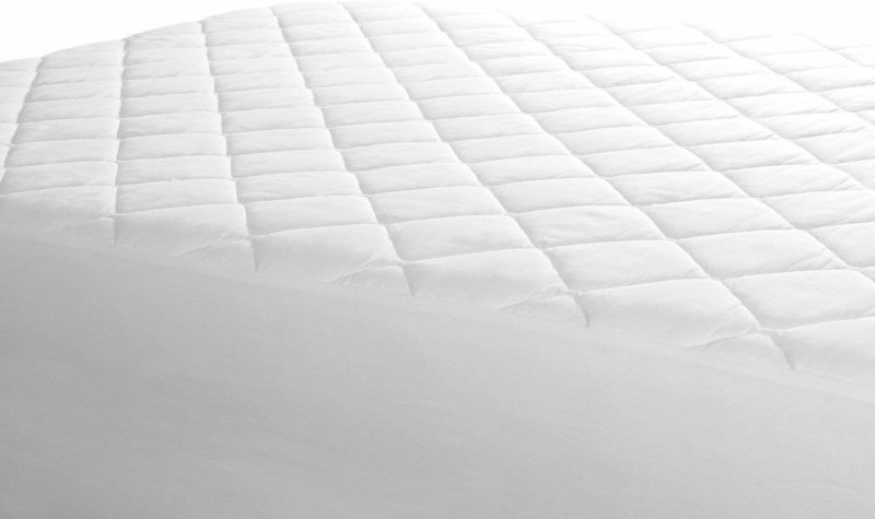 Utopia Bedding mattress pad on mattress against white background