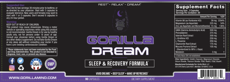 Gorilla Dream product label