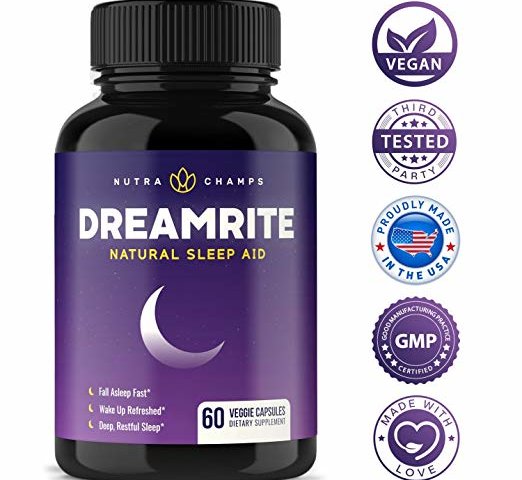 NutraChamps DreamRite bottle and certification badges